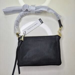 NWT Aimee Kestenberg Madrid Black Pebbled Leather Crossbody Bag Gold Hardware